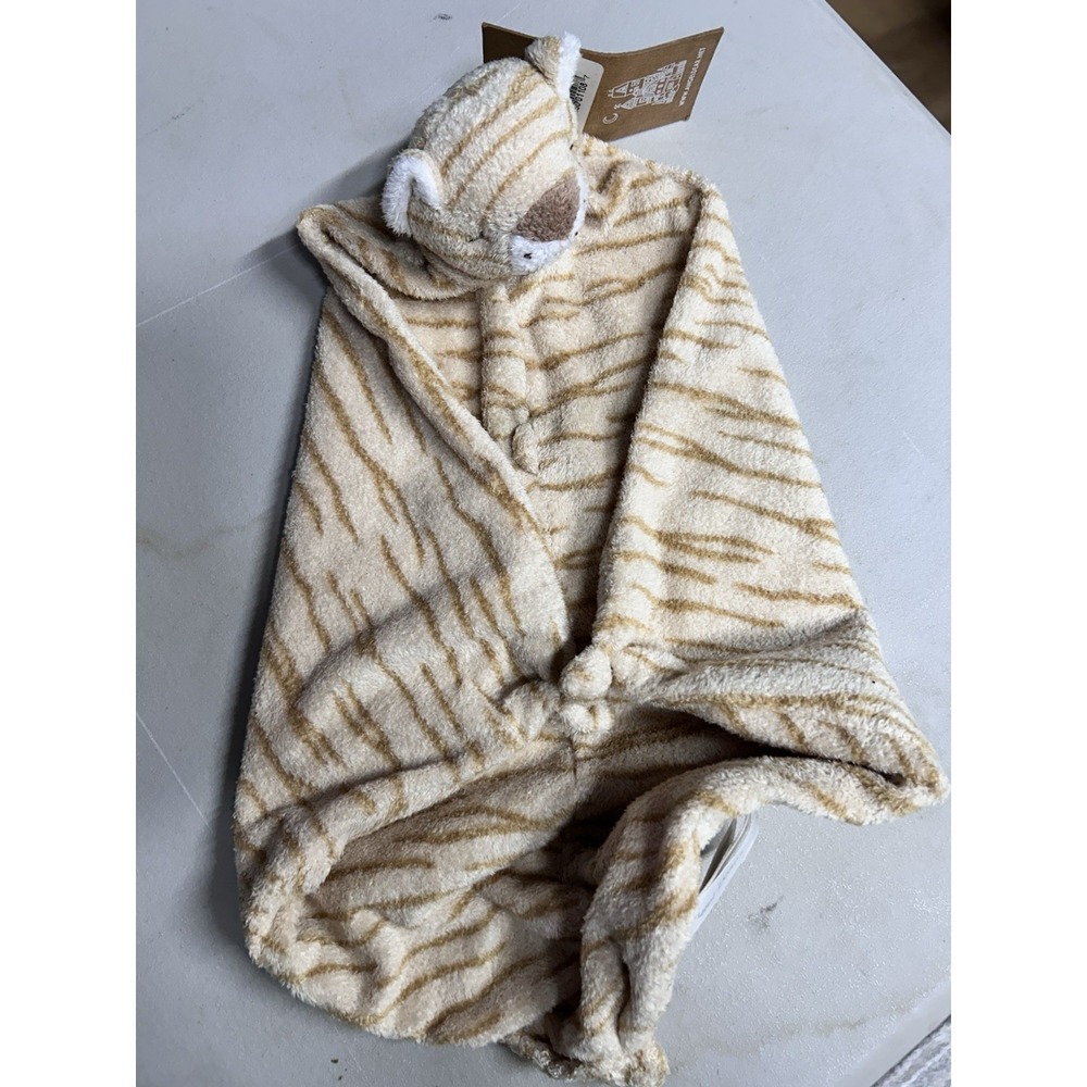 Angel Dear‎ Soft Plush Tiger Lovey Security Blanket Beige/White MPN 1108  NWT
